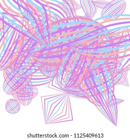 Falling geometric figures. Abstract background with color striped figures for mobile application or print. Background with falling colorful geometric figures for your design. Vector texture.
