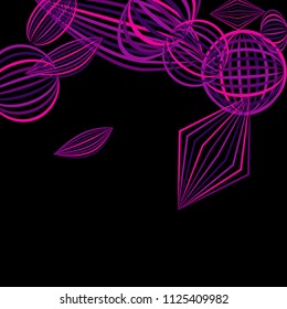 Falling geometric figures. Abstract background with color striped figures for card or poster. Background with falling colorful geometric figures for your design. Vector texture.
