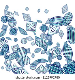 Falling geometric figures. Abstract background with color striped figures for banner or print. Background with falling color striped geometric figures for your design. Vector texture.