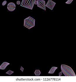 Falling geometric figures. Abstract background with color striped figures for mobile application or print. Background with falling colorful geometric figures for your design. Vector texture.
