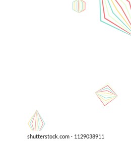 Falling geometric figures. Abstract background with color striped figures for mobile application or banner. Background with falling color striped geometric figures for your design. Vector texture.