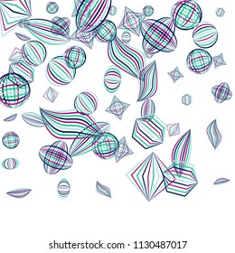 Falling geometric figures. Abstract background with color striped figures for mobile application or banner. Background with falling color striped geometric figures for your design. Vector texture.