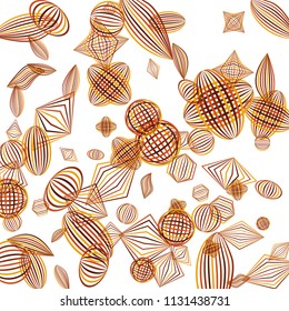 Falling geometric figures. Abstract background with color striped figures for card or poster. Background with falling color striped geometric figures for your design. Vector texture.