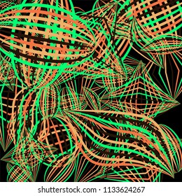 Falling geometric figures. Abstract background with color striped figures for mobile application or print. Background with falling colorful geometric figures for your design. Vector texture.
