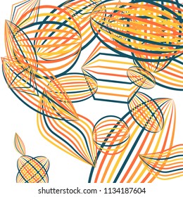 Falling geometric figures. Abstract background with color striped figures for card or poster. Background with falling color striped geometric figures for your design. Vector texture.