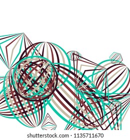 Falling geometric figures. Abstract background with color striped figures for card or poster. Background with falling color striped geometric figures for your design. Vector texture.