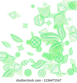 Falling geometric figures. Abstract background with color striped figures for mobile application or banner. Background with falling color striped geometric figures for your design. Vector texture.