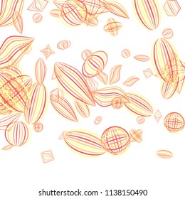 Falling geometric figures. Abstract background with color striped figures for banner or print. Background with falling color striped geometric figures for your design. Vector texture.
