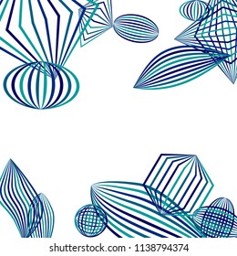 Falling geometric figures. Abstract background with color striped figures for banner or print. Background with falling color striped geometric figures for your design. Vector texture.