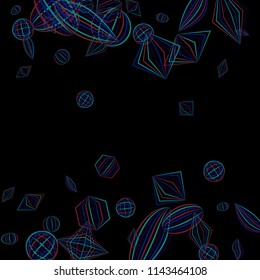 Falling geometric figures. Abstract background with color striped figures for print or banner. Background with falling colorful geometric figures for your design. Vector texture.
