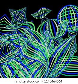 Falling geometric figures. Abstract background with color striped figures for mobile application or print. Background with falling colorful geometric figures for your design. Vector texture.
