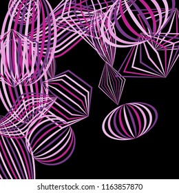 Falling geometric figures. Abstract background with color striped figures for poster or mobile application. Background with falling colorful geometric figures for your design. Vector texture.