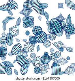 Falling geometric figures. Abstract background with color striped figures for poster or mobile application. Background with falling color striped geometric figures for your design. Vector texture.