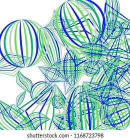 Falling geometric figures. Abstract background with color striped figures for poster or mobile application. Background with falling colorful geometric figures for your design. Vector texture.