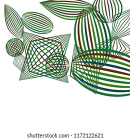 Falling geometric figures. Abstract background with color striped figures for card or poster. Background with falling color striped geometric figures for your design. Vector texture.