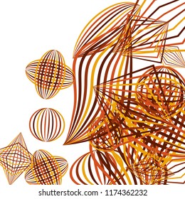 Falling geometric figures. Abstract background with color striped figures for banner or print. Background with falling color striped geometric figures for your design. Vector texture.
