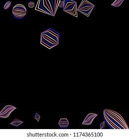 Falling geometric figures. Abstract background with color striped figures for mobile application or print. Background with falling colorful geometric figures for your design. Vector texture.