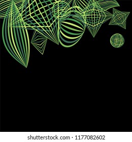 Falling geometric figures. Abstract background with color striped figures for mobile application or print. Background with falling colorful geometric figures for your design. Vector texture.