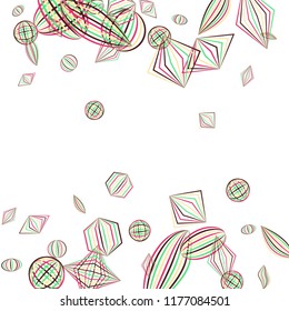 Falling geometric figures. Abstract background with color striped figures for banner or print. Background with falling color striped geometric figures for your design. Vector texture.