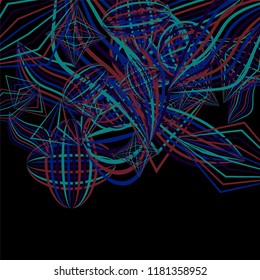 Falling geometric figures. Abstract background with color striped figures for poster or mobile application. Background with falling colorful geometric figures for your design. Vector texture.