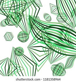 Falling geometric figures. Abstract background with color striped figures for mobile application or banner. Background with falling color striped geometric figures for your design. Vector texture.