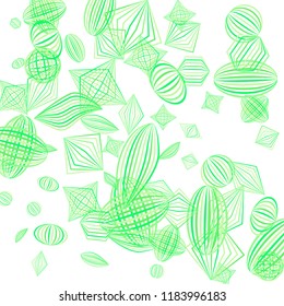 Falling geometric figures. Abstract background with color striped figures for banner or print. Background with falling color striped geometric figures for your design. Vector texture.