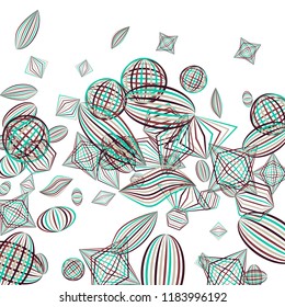 Falling geometric figures. Abstract background with color striped figures for mobile application or banner. Background with falling color striped geometric figures for your design. Vector texture.