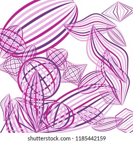 Falling geometric figures. Abstract background with color striped figures for mobile application or banner. Background with falling color striped geometric figures for your design. Vector texture.