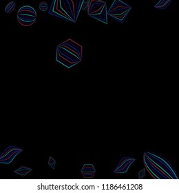 Falling geometric figures. Abstract background with color striped figures for mobile application or print. Background with falling colorful geometric figures for your design. Vector texture.