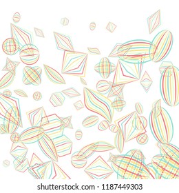 Falling geometric figures. Abstract background with color striped figures for poster or mobile application. Background with falling color striped geometric figures for your design. Vector texture.