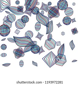 Falling geometric figures. Abstract background with color striped figures for card or poster. Background with falling color striped geometric figures for your design. Vector texture.