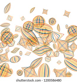 Falling geometric figures. Abstract background with color striped figures for banner or print. Background with falling color striped geometric figures for your design. Vector texture.