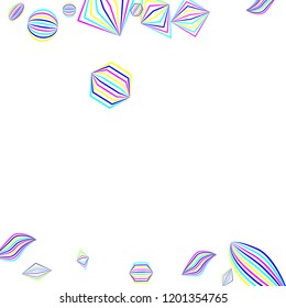 Falling geometric figures. Abstract background with color striped figures for banner or print. Background with falling color striped geometric figures for your design. Vector texture.