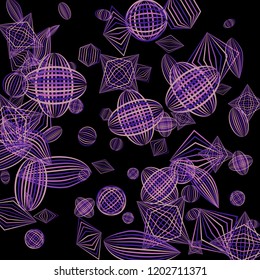 Falling geometric figures. Abstract background with color striped figures for mobile application or print. Background with falling colorful geometric figures for your design. Vector texture.