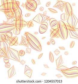 Falling geometric figures. Abstract background with color striped figures for card or poster. Background with falling color striped geometric figures for your design. Vector texture.