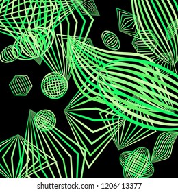 Falling geometric figures. Abstract background with color striped figures for poster or mobile application. Background with falling colorful geometric figures for your design. Vector texture.