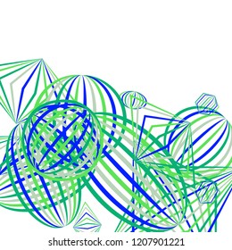 Falling geometric figures. Abstract background with color striped figures for banner or print. Background with falling color striped geometric figures for your design. Vector texture.