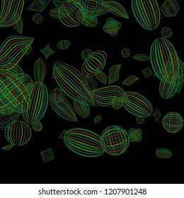 Falling geometric figures. Abstract background with color striped figures for poster or mobile application. Background with falling colorful geometric figures for your design. Vector texture.