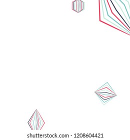 Falling geometric figures. Abstract background with color striped figures for card or poster. Background with falling color striped geometric figures for your design. Vector texture.