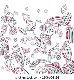 Falling geometric figures. Abstract background with color striped figures for card or poster. Background with falling color striped geometric figures for your design. Vector texture.