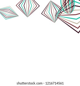Falling geometric figures. Abstract background with color striped figures for banner or print. Background with falling color striped geometric figures for your design. Vector texture.