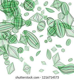 Falling geometric figures. Abstract background with color striped figures for banner or print. Background with falling color striped geometric figures for your design. Vector texture.