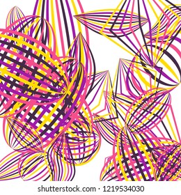 Falling geometric figures. Abstract background with color striped figures for poster or mobile application. Background with falling color striped geometric figures for your design. Vector texture.