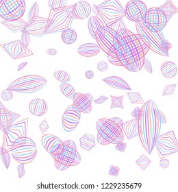 Falling geometric figures. Abstract background with color striped figures for banner or print. Background with falling color striped geometric figures for your design. Vector texture.