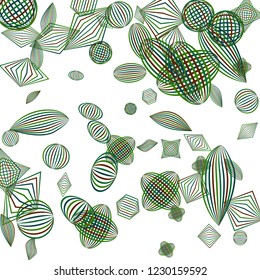 Falling geometric figures. Abstract background with color striped figures for poster or mobile application. Background with falling color striped geometric figures for your design. Vector texture.