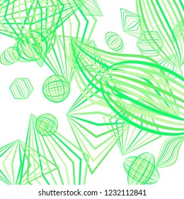 Falling geometric figures. Abstract background with color striped figures for mobile application or banner. Background with falling color striped geometric figures for your design. Vector texture.