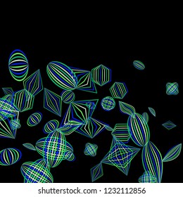 Falling geometric figures. Abstract background with color striped figures for print or banner. Background with falling colorful geometric figures for your design. Vector texture.