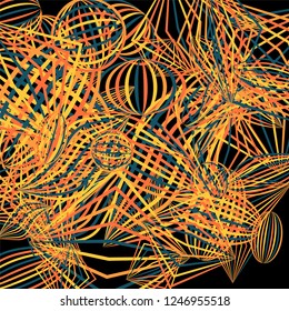 Falling geometric figures. Abstract background with color striped figures for print or banner. Background with falling colorful geometric figures for your design. Vector texture.