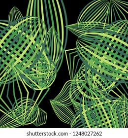 Falling geometric figures. Abstract background with color striped figures for poster or mobile application. Background with falling colorful geometric figures for your design. Vector texture.