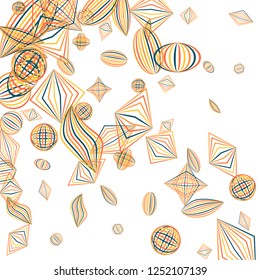 Falling geometric figures. Abstract background with color striped figures for card or poster. Background with falling color striped geometric figures for your design. Vector texture.